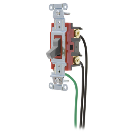 HUBBELL WIRING DEVICE-KELLEMS Hubbell- PRO Series, Toggle Switches, General Purpose AC, 3 Way, 20A 120/277VAC, Back and Side Wired, Pre-Wired with 8" #12 THHN 1223PWGY